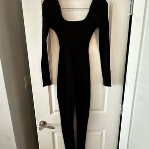 Fashion Nova Black Long Sleeve Ribbed Jumpsuit